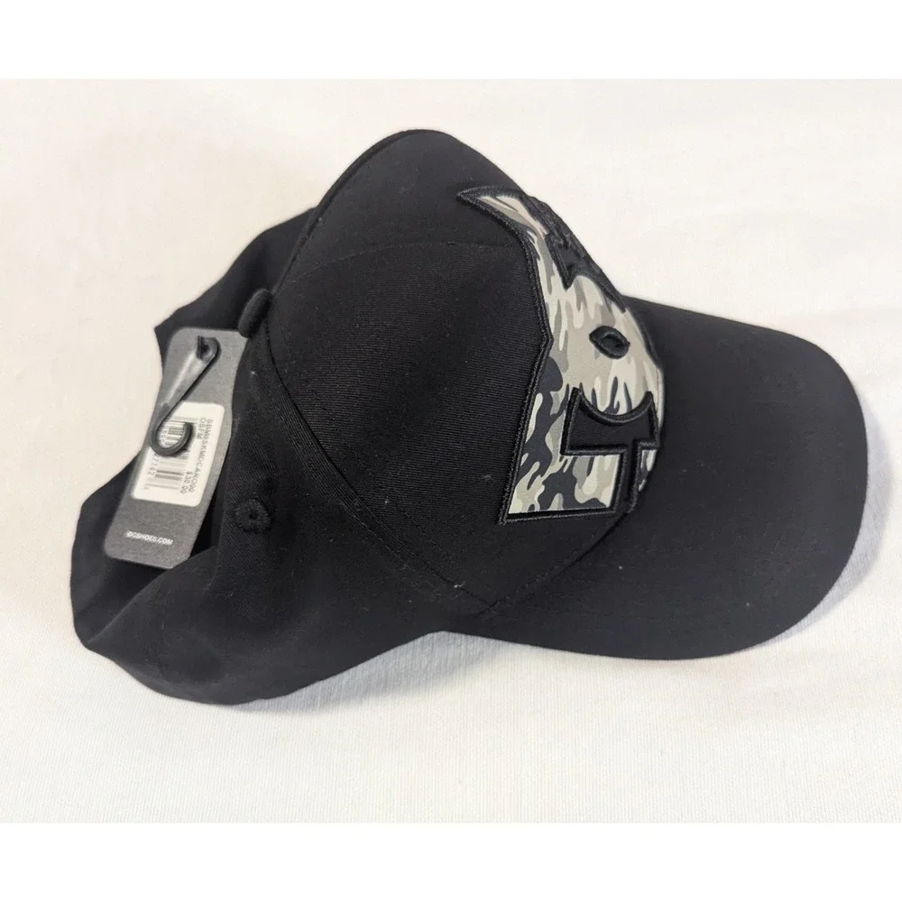 DC Shoes Black & Woodland Camo Raised Embroidered Big Logo Snapback Hat NWT